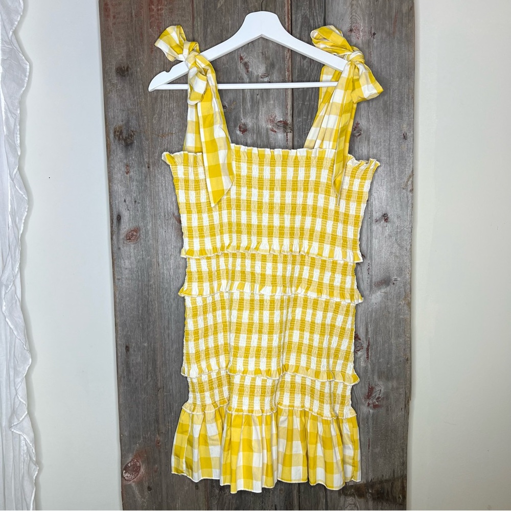 Yellow Gingham Ruffle Dress - Picture 2 of 11